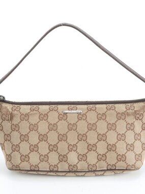 Gucci GG Canvas Leather Handbag Brown Ebm